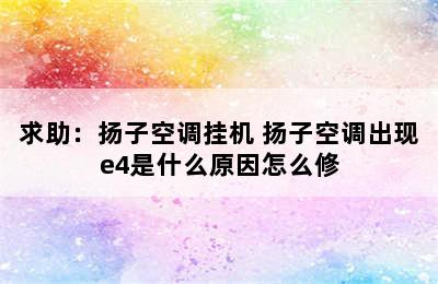 求助：扬子空调挂机 扬子空调出现e4是什么原因怎么修